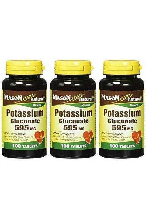 Mason Natural, Potassium Gluconate, 595 Mg Tablets, 100-Count Bottles