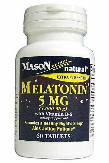 Mason Natural Vitamin Melatonin 5 Mg with Vitamin B-6 Extra Strength 60 Count