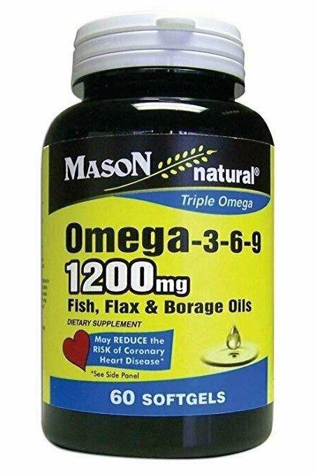 Mason Naturals, Omega 3-6-9, Fish, Flax, Borage 60 Softgels