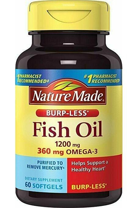 Nature Made Burpless Fish Oil 1200 mg w. Omega-3 360 mg Softgels 60 Ct