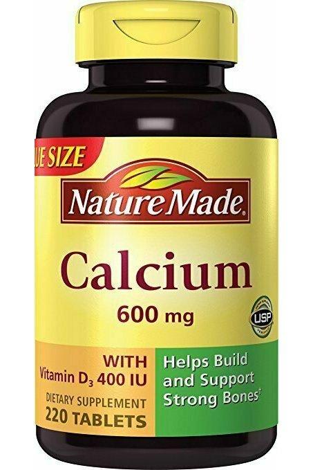 Nature Made Calcium Carbonate 600 mg w. D3 400 IU Tablets Mega Size 220 Ct