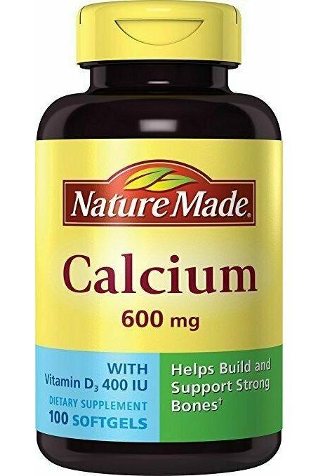 Nature Made Calcium Carbonate 600 mg w. Vitamin D3 400 IU Softgels 100 Ct