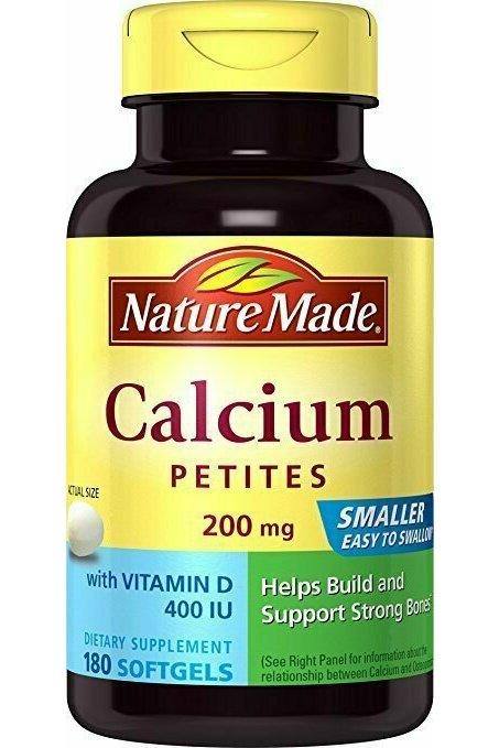 Nature Made Calcium Petites 200 Mg with Vitamin D Softgels, 180 Count