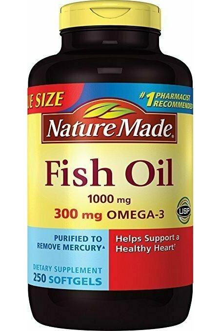 Nature Made Fish Oil 1000 mg w. Omega-3 300 mg Softgels 250 Count Mega Size