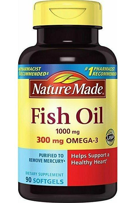 Nature Made Fish Oil 1000 mg w. Omega-3 300 mg Softgels 90 Ct