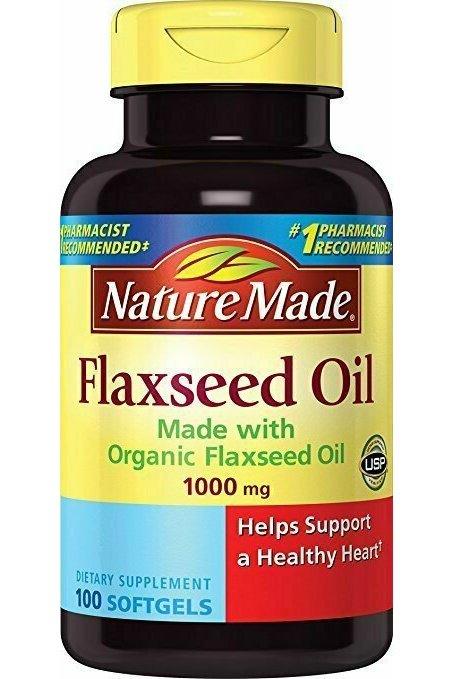 Nature Made Flaxseed Oil 1000 mg Softgels - Made w. Organic Flaxseed Oil 100 Ct