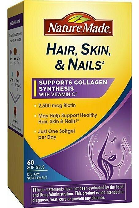 Nature Made Hair, Skin & Nails wth 2500 mcg of Biotin Softgels 60 Ct