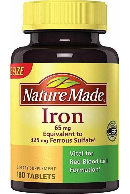 Nature Made Iron 65 mg. from Ferrous Sulfate Tablets 180 Ct