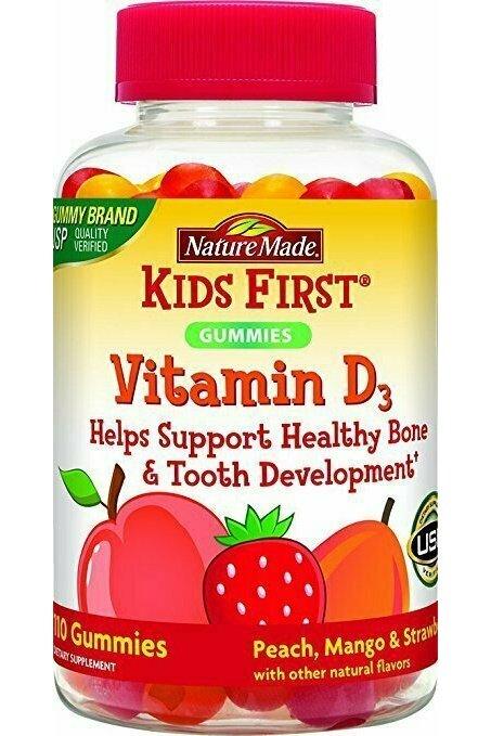 Nature Made Kids First Vitamin D Gummies, 110 Count, Peach/Mango/Strawberry