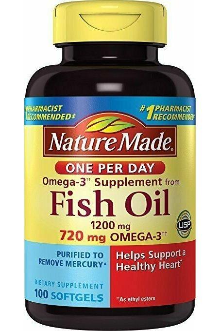 Nature Made One per Day Fish Oil 1200 mg Softgels 100 Count w. Omega-3 720 mg
