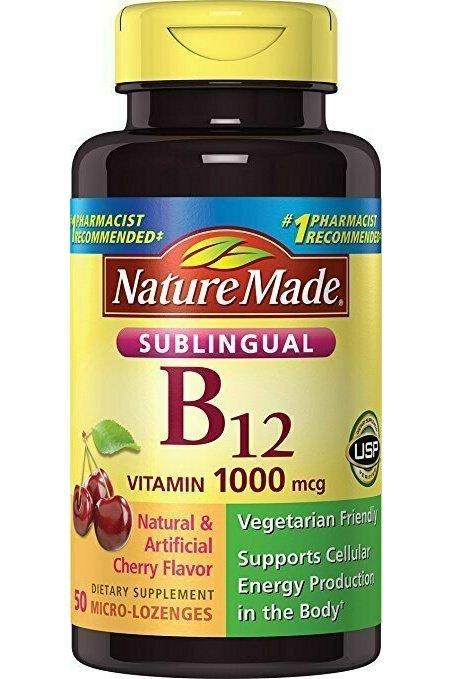 Nature Made Sublingual Vitamin B12 1000 mcg. Cherry Flavored Lozenges 50 Ct
