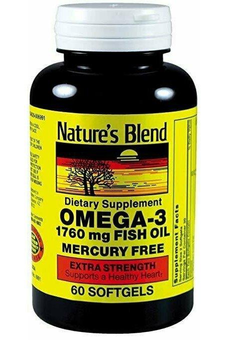 Nature's Blend Fish Oil 1760 mg Omega 3 Extra Strength - 60 Softgels