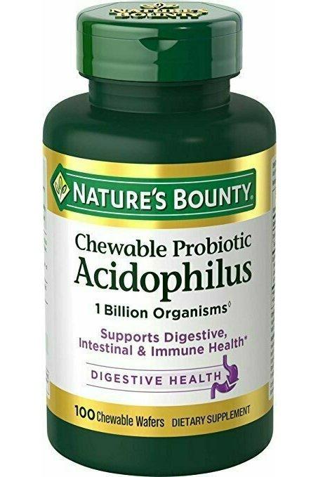 Nature's Bounty Acidophilus w/Lactis Milk Free, 100 Chewable Wafers