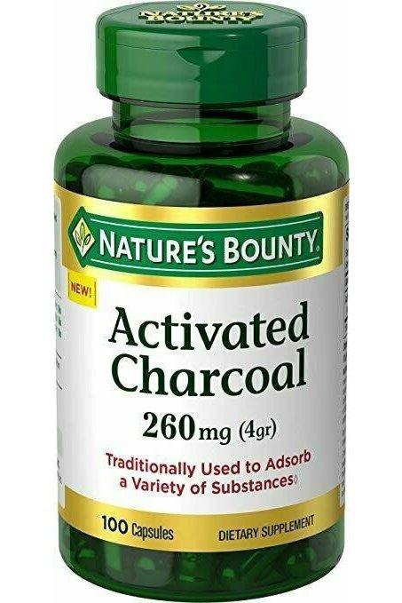 Nature's Bounty Activated Charcoal 260 mg, 100 Capsules