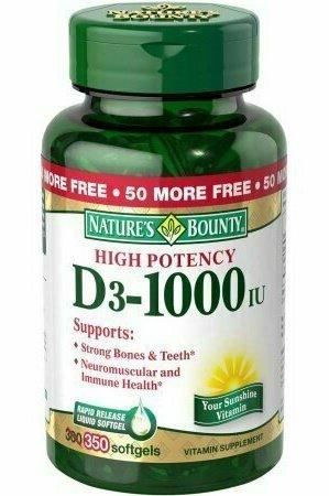 Nature's Bounty D3-1000 IU Vitamin Supplement Softgels, 350 count