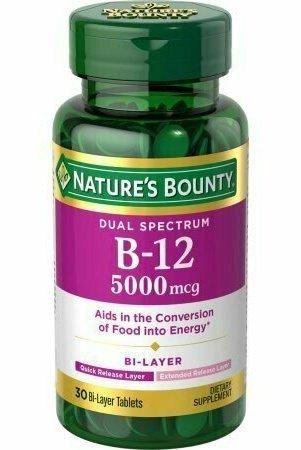 Nature's Bounty Dual Spectrum B-12 Tablets, 5,000mcg, 30 count