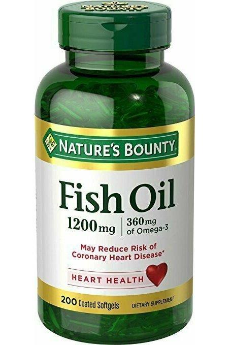 Nature's Bounty Fish Oil 1200 mg Odorless, 200 Coated Softgels