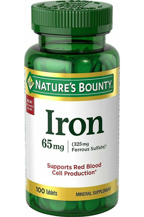 Nature's Bounty Iron 65 Mg. 325 mg Ferrous Sulfate , 100 Tablets