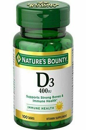 Nature's Bounty Vitamin D3 400 IU, 100 Tablets Each