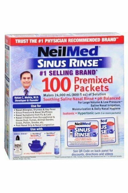 NeilMed Sinus Rinse Premixed Refill Packets 100 Each