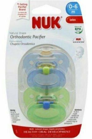 NUK Natural Shape Orthodontic Pacifiers, Latex, 0-6 Months 2 ea