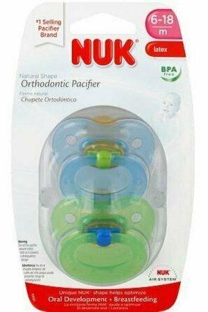 NUK Natural Shape Orthodontic Pacifiers, Latex, 6-18 Months 2 ea