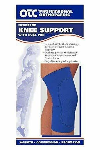OTC Knee Support Oval Pad Slip-On Sleeve Neoprene, Blue, Medium