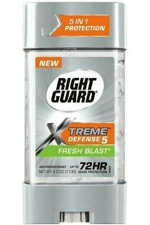 Right Guard Xtreme Defense 5 Antiperspirant Gel, Fresh Blast 4 oz