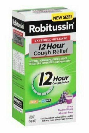 Robitussin Extended Release 12 Hour Cough Relief Liquid, Grape, 5 Oz