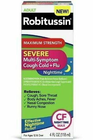 Robitussin Maximum Strength Severe Multi-Symptom Cough Cold+Flu Nighttime 4 oz