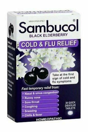 Sambucol Cold & Flu Relief Quick Dissolve Tablets, Black Elderberry 30 each
