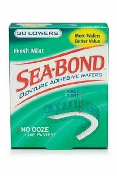 SEA-BOND Denture Adhesive Wafers Lowers Fresh Mint 30 Each