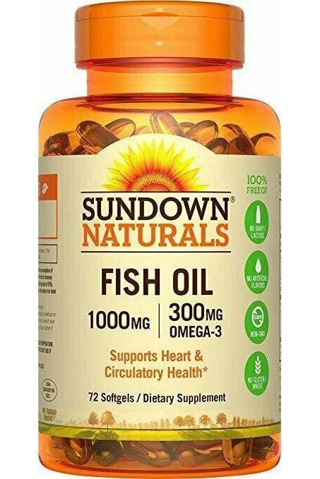 Sundown Naturals Fish Oil 1000 mg, 72 Softgels