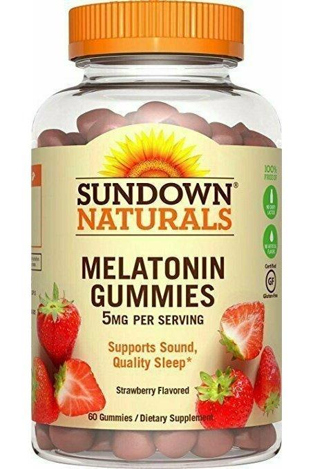 Sundown Naturals Melatonin 5 Milligram Gummies Strawberry Flavor, 60 Ct