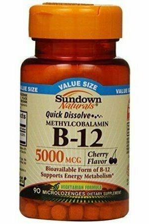 Sundown Naturals Methylcobalamin B12 5000 MCG, 90 Microlozenges Each