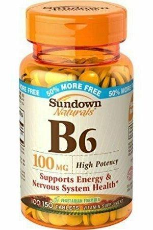 Sundown Naturals Vitamin B-6 100 mg, 150 Tablets Each