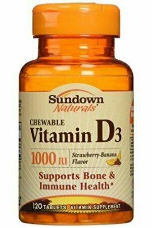 Sundown Naturals Vitamin D3 1000 IU Chewable Tablets 120 Tablets Each