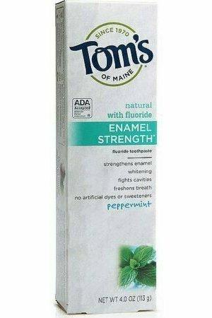 Tom's of Maine Enamel Strength Fluoride Toothpaste, Peppermint 4 oz