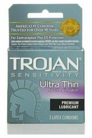 TROJAN Condoms Ultra Thin Lubricated Latex 3 Each