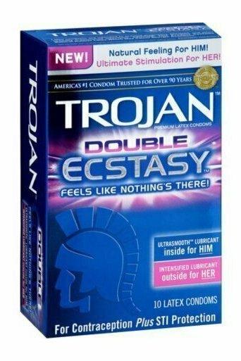 TROJAN Double Ecstasy Lubricated Latex Condoms, 10 each