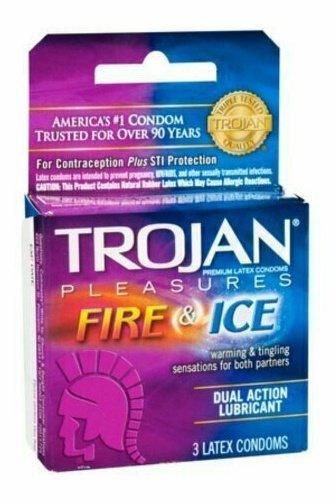 TROJAN Fire & Ice Condoms Lubricated Latex 3 Each