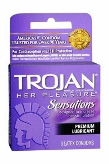 TROJAN Her Pleasure Condoms Lubricant Latex 3 Each