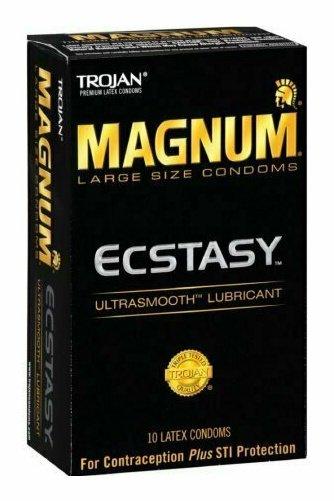 TROJAN MAGNUM Ecstasy Condoms Ultrasmooth Lubricant Large Size 10 Each