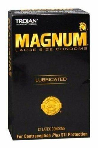 TROJAN Magnum Large Size Lubricated Premium Latex Condoms 12 Each