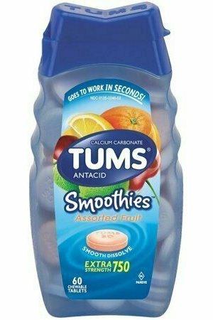 TUMS Smoothies Antacid Chewable Tablets, Assorted Fruit 60 each