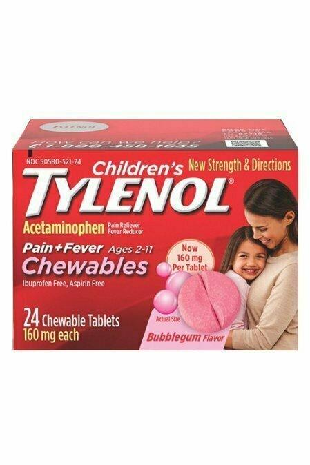 Tylenol Childrens Pain Plus Fever Reducer Chewables Tablets Bubblegum, 24 Each