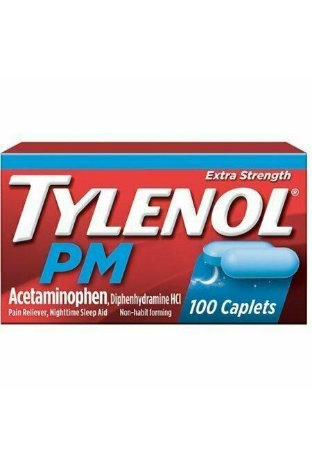 TYLENOL PM Extra Strength Pain Reliever/Nighttime Sleep Aid Caplets 100 each