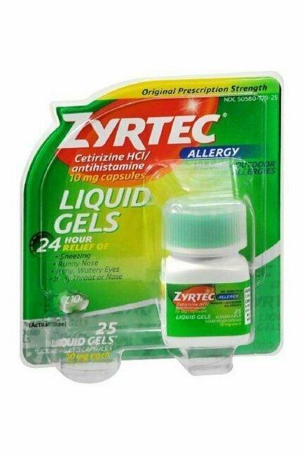 Zyrtec 24-Hour Allergy Relief, 10 mg, Liquid Gels 25 each