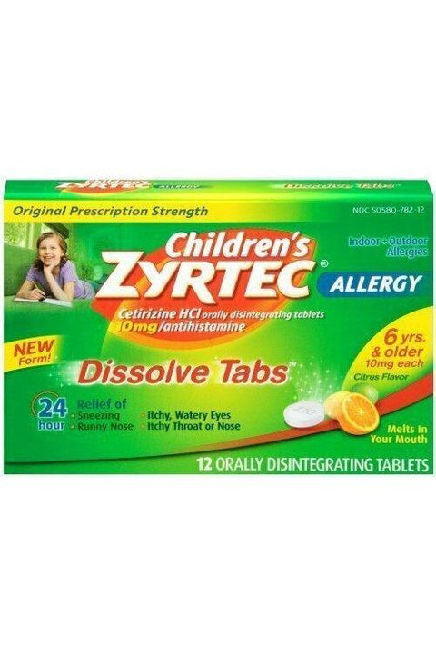 Zyrtec Children's Allergy Dissolve Tablets, Citrus, 12 Count